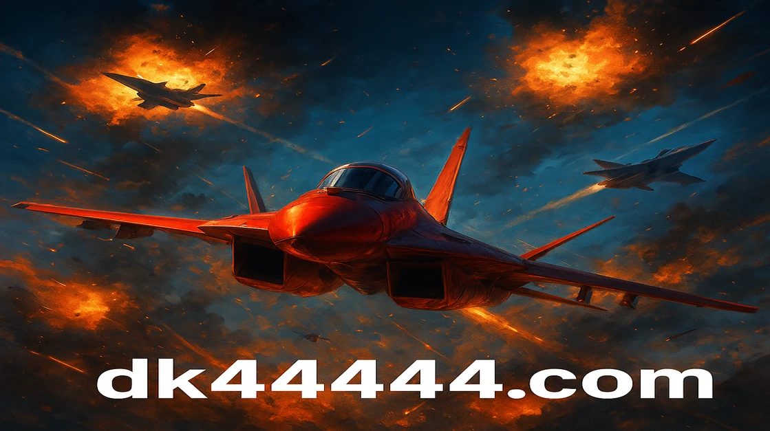 DK4444 Aviator গেমটি কেন্দ্র করে একটি তীব্র আকাশযুদ্ধের দৃশ্য, যেখানে যুদ্ধবিমান ও বিস্ফোরণময় অ্যাকশন গেমিংয়ের উত্তেজনাকে তুলে ধরে।